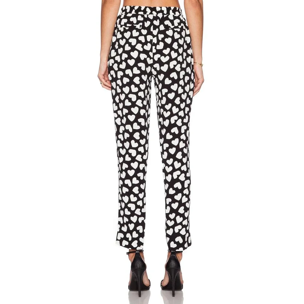 Kate Spade Black White Dancing Hearts‎ Ria Pants Pull On Size Small